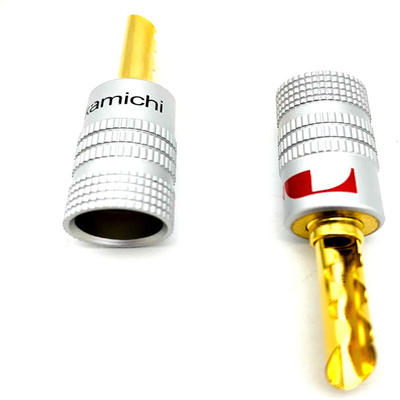 Practical Copper Nakamichi Speaker Plugs , Male Nakamichi Banana Connectors
